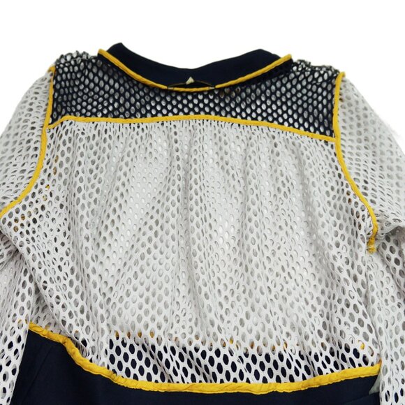 Katharine Kidd Gray Navy Fish Net Mesh Long Sleeve Athletic Athleisure Top Sz M - Picture 4 of 8